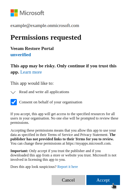 M365 Permissions Requested