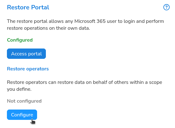 Restore Operators Configure